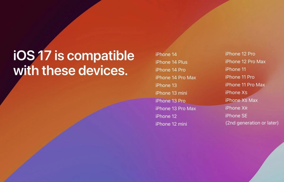 ios17 compatible iphone devices
